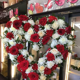 Sympathy Heart with Roses and Carnations