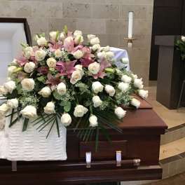 Sympathy Casket Spray Roses & Lilies