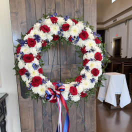 red, white, and blue Sympathy Wreath