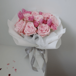 Pretty in Pink Roses and Tulips
