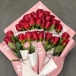 24 roses wrapped around