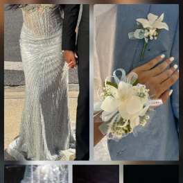 Prom Corsage & Boutonniere (White Flowers)