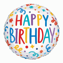 18" Birthday Playful Streamers Foil Balloon