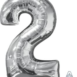 26" x 17" Silver Number 2 Mid-Size Foil Balloon