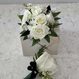 White Roses Corsage & Boutonierre- Prom, Wedding, or Formals