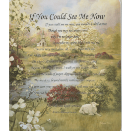 Sympathy poem print with a pastoral landscape and white blossoms