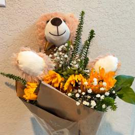 Golden Sunshine Teddy Bouquet