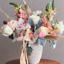 Luxury Orchid & Garden Roses Arrangement – San Antonio Same Day Delivery