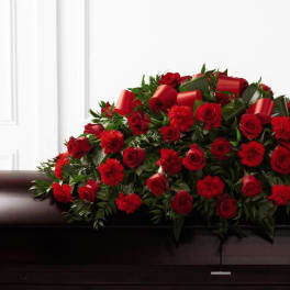 The all red rose casket spray