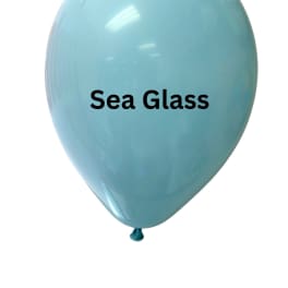 Single sea glass blue balloon with printed text