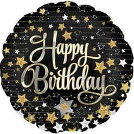 18" Happy birthday Gold Stars Balloon