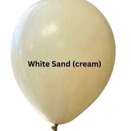 Cream-colored balloon with the text "White Sand (cream)"