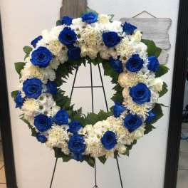 Corona funebre azul