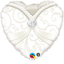 18" Bride Dress Heart Shaped Mylar