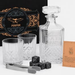 Dad Crystal Decanter Gift Set – Engraved Glass Bottle with Matching Tumblers