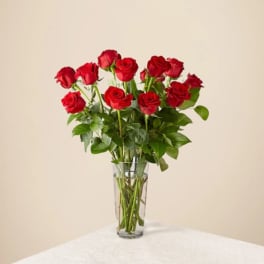Long Stem Red Rose Bouquet – 12 Red Roses
