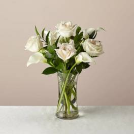 Vision in Ivory Rose and Calla Lily Bouquet