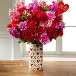 Heart of Hearts Valentine's Day Bouquet - Heart Pick & VASE INCLUDED