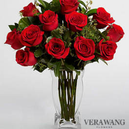 Vera Wang Red Rose Bouquet - VASE INCLUDED