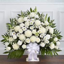 White Floor Basket Arrangement