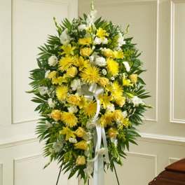 Deepest Sympathies Yellow Standing Spray