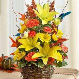 Autumn Birds Nest of Flowers