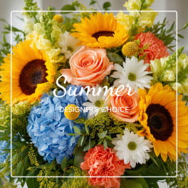 Mixed bouquet with sunflowers, roses, hydrangea, and daisies
