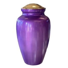 Purple urn with a gold lid