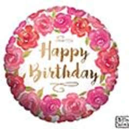 18" Rose Happy Birthday Mylar