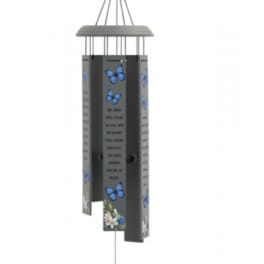Hanging wind chime with blue butterfly and floral designs