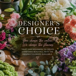 Designer’s choice floral assortment with pink, white, and purple blooms