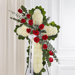 Peace & Prayers™ Red & White Standing Cross