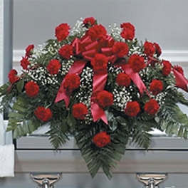 Red carnation casket Spray