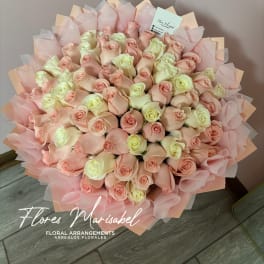 75 roses pink and white