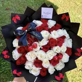 La cherry red and white