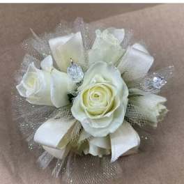 Wrist Corsage - Ivory & White