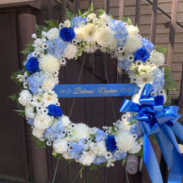 Sympathy Wreath White and Blue