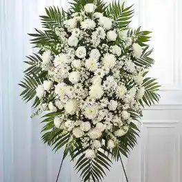 White Funeral Standing Spray