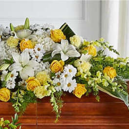 Golden Harmony Casket Spray.