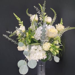 Silver Sympathy Cross Vase