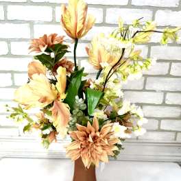 Artificial Peach and Orange Arrangement
