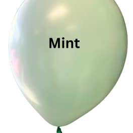 Mint green balloon with the word Mint printed on it