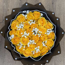 Yellow roses with Baby's Breath Bouquet