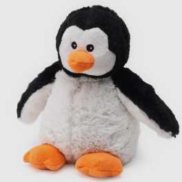 Plush penguin stuffed animal with black, white, and orange coloring