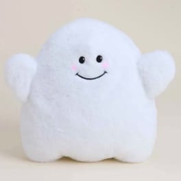 White plush ghost toy with a smiling face