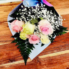 Half a Dozen Roses Wrapped