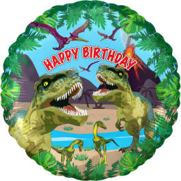 18" Happy Birthday Dinosaur Mylar