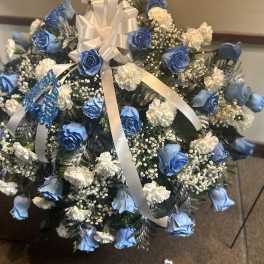 Carnation and rose casket spray