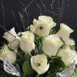Halloween Dozen White Roses