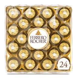 Box of Ferrero Rocher chocolates in gold wrappers